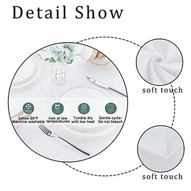 Fitable Rectangle Tablecloth Stain and Wrinkle Resistant Washable Polyester Table Cloth for Buffet Parties and Camping (60x84 inch, White) - Image 5