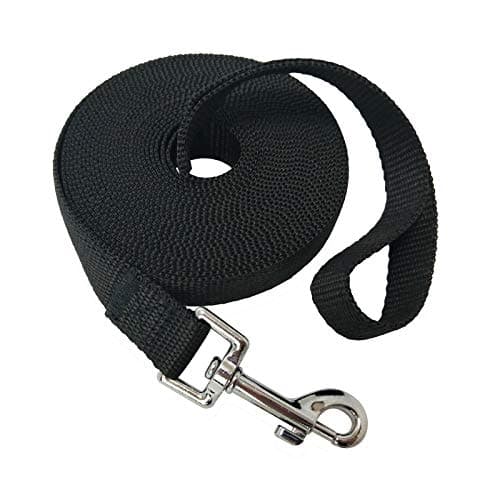 Nylon Training Dog Leash for Small Medium Large Dogs, 15ft 20ft 30ft 50ft Long Puppy Lead for Obedience Recall Training, Camping (20ft, Black) - Image 1