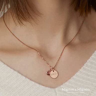 MignonandMignon Birthstone Name Necklace Personalized Jewelry for Women Neckace Gifts for Mom Gold Plated Pendant Charm, Custom Jewelry Grandma Gift Birthday Personalized Gifts for New Moms -CN-BS-SH - Image 6