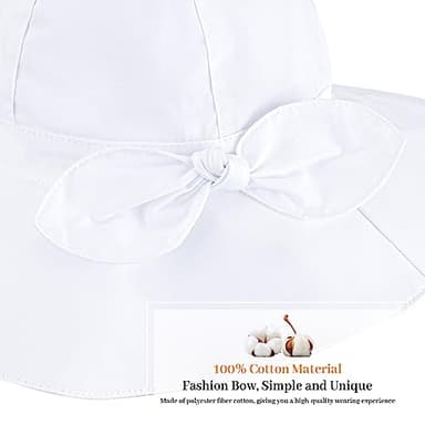 Baby Girl Sun Hat with UPF 50+ Outdoor Adjustable Beach Hat with Wide Brim Bucket Hats (12-24 Months, White Beige Stripe 2pcs) - Image 5