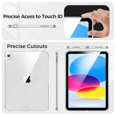Blosomeet Clear Case for iPad A16 11th Generation 2025 11" & iPad 10th Generation 2022 10.9" w/Shockproof Shell, Slim Lightweight Soft TPU Transparent Back Protective Cover for iPad 10th/11th Gen - Image 5