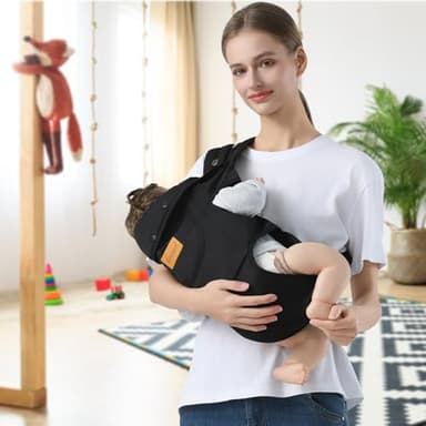 Shiaon Baby Carrier Newborn to Toddler(7-30lbs), Toddler Carrier Baby Holder Carrier with Adjustable Shoulder Strap, Chest Carriers, Black - Image 7