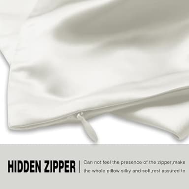 Silk Pillow Cases 2 Pack Soft Breathable and Sliky King Size Pillow Cases Set of 2,Natural Mulberry Satin Silk Pillowcase with Hidden Zipper for Hair and Skin (Ivory,20"X 36",2pcs) - Image 4