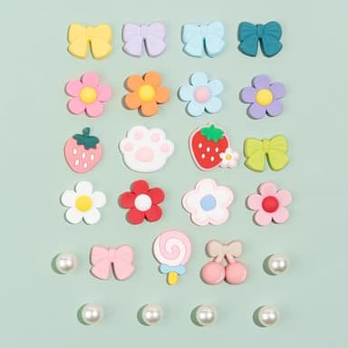 COYWX Cute Shoe Charms for Girls & Women, Colourful Aesthetic DIY Accessories with Pearl, Bowknot, Flower, Strawberry, Cherry for Party, Travel, Birthday Gifts - Image 3