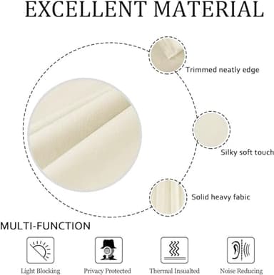 SMILETIME Ivory White 90in Long Velvet Curtains with Grommet, Thermal Insulated Super Soft Privacy Noise Reducing Light Filtering Velvet Curtains for Living Room, 2 Panels, Each 52 x 90inches Long - Image 4