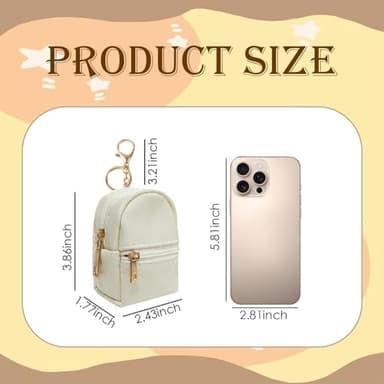 LYDZTION 3Pcs Mini Backpack Cute Cosmetic Bag for Women,PU Leather Makeup Bag Key Pocket Lipstick Bag Card Holder Data Cable Organizer Zipper Pouch,Black Beige Pink - Image 3