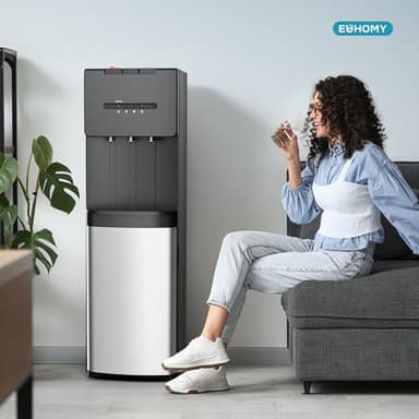 Euhomy Self-Cleaning Bottom Loading Water Dispenser, 3 Temperatures - Cold/Hot/Warm, with Child Lock, Display Light, Suitable for Apartments, Schools, Companies, Black - Image 3