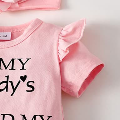 SUNNY PIGGY Newborn Baby Girl Clothes Ruffle Short Sleeve Romper Clothes Baby Girls’ Clothing Floral Cotton Pant Sets 0-3 Months Girl Outfits Pink - Image 4