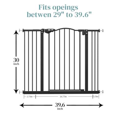 InnoTruth 29-39.6” Baby Gate for Stairs & Doorways, 30" Tall Pressure Mount Pet Gates, Easy Step Auto Close Both Sides Walk Thru Child Gate, Dual-Lock Safety Design and One-Hand Operation, Black - Image 8