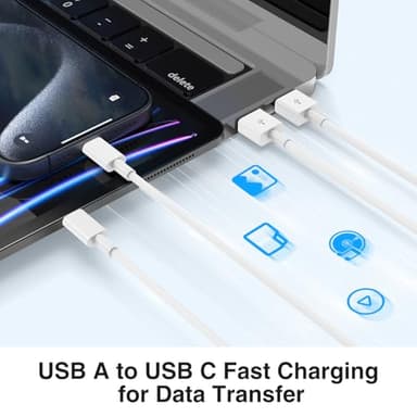 Car Carplay Cable for Apple iPhone 17 Pro Max/17 Air/16 Plus/15, 2Pack 3ft USB A to USB C Carplay Charger Cable Cord for iPad Pro 12.9/11 inch/iPad Air 5th/ipad Mini 6th Gen iPad Type C Charging Cable - Image 6