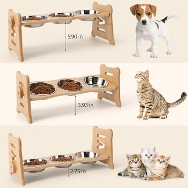 Elevated Cat Bowls15° Tilted Stainless Steel Elevated with Bamboo Stand - 3 Pots Raised Cat Bowls for Indoor Cats and Small for Indoor Cats with Anti-Overflow Design (Yellow) - Image 4