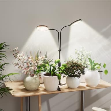 Grow Lights for Indoor Plant, 6000K Full Spectrum Plant Lights for Indoor Growing, 3.5'' LED Dual Ring Grow Light, Height Extendable 9-16'', Auto On Off Timing 4/8/12/18Hrs (Black) - Image 3