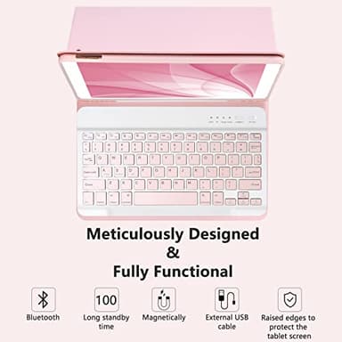 MMK iPad 9th Generation Case with Keyboard, for iPad 8th Generation Case with Keyboard (Wireless Detachable & Pencil Holder), iPad 10.2"/iPad Air 10.5"(3rd Gen)/iPad Pro 10.5" (Pink) - Image 6