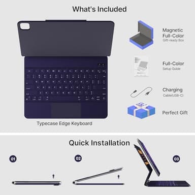 typecase Keyboard Case for iPad Air 13(M3 2025 / M2 2024) and iPad Pro 12.9 (6th, 5th, 4th, 3rd Gen),Magic Keyboard for iPad Pro 12.9,Multi-Touch Trackpad, 11 Colors Backlight,Midnight Amethyst - Image 8