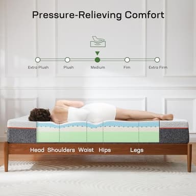 Marsail Queen Size Mattress, 10-inch Gel Memory Foam, Medium-Firm Mattresses in a Box for Pressure Relief & Support, Breathable Cooling Queen Mattress with Zippered Cover - Image 4