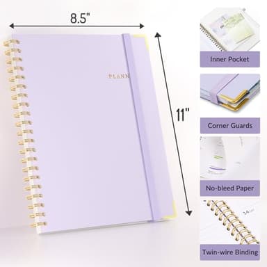 Academic Planner 2025-2026, Forvencer July 2025-June 2026 Weekly and Monthly Calendar Planner, 8.5" X 11", Hardcover Teacher School Supplies, Daily Agenda Book with Inner Pocket, Cute Office Home Notebook College Student Classroom Organizer with Tabs, A4, Navy Blue - Image 5