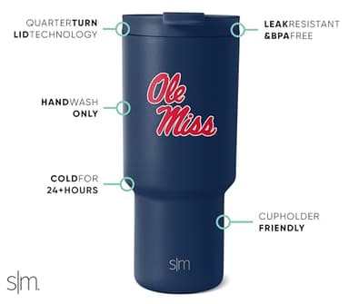 Simple Modern Officially Licensed Collegiate Ole Miss Rebels 30 oz Tumbler with Flip Lid and Straws | Insulated Cup Stainless Steel | Gifts for Men | Trek Collection | University of Mississippi - Image 2