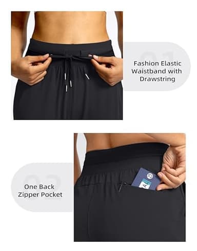 G Gradual Women's Joggers Pants with Zipper Pockets High Waisted Athletic Tapered Sweatpants for Women Workout Lounge (Black, Large) - Image 5