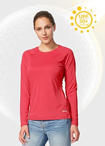 baleaf Women's Long Sleeve Shirts UPF 50+ Sun Protection SPF Quick Dry Lightweight T-Shirt Outdoor Hiking Runing Fishing Rouge Red Size M - Image 3