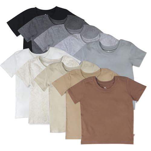 HonestBaby 10-Pack Short Sleeve T-Shirts 100% Organic Cotton Baby, Toddler, Little Kids, Boys, Girls, Unisex, Earth Tones, 24 Months - Image 1
