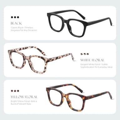 AIMISUV Reading Glasses for Women Men - Blue Light Blocking Magnifying Readers,Oprah Square Anti-Glare Computer Eyeglasses(3Pack,0.5X) - Image 3