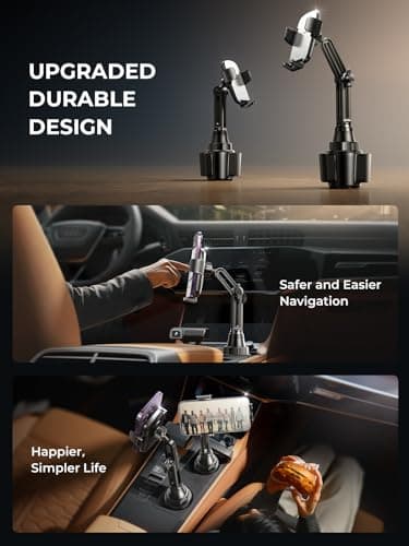 LISEN Cup Phone Holder for Car [Upgraded Version] Long Neck 360° Adjustable Car Accessories for Women Thick Cases Friendly for iPhone 16e 16 15 14 13 Pro Max Samsung S25 All 4-7'' Phone, LUXURY Sliver - Image 3