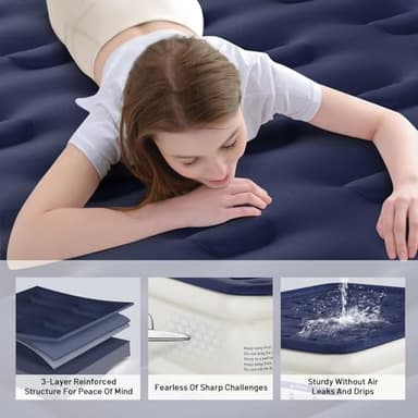 KNZZO Air Mattress Full with Built-in Pump, Blow Up Mattress with Soft Flocked Top, Leakproof Inflatable Mattress, Foldable Waterproof Air Bed for Home, Guests, Camping, with Storage Bag - Image 5