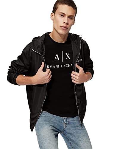 Armani Exchange Men's Classic Crew Logo Tee T Shirt, Black, Medium - Image 1