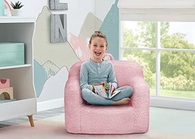 Delta Children Cozee Sherpa Chair, foam, Pink - Image 2