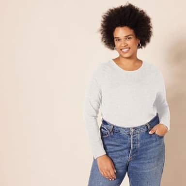 Amazon Essentials Women's Regular-Fit Long-Sleeve Crewneck T-Shirt (Available in Plus Size), Light Grey Heather, XX-Large - Image 6