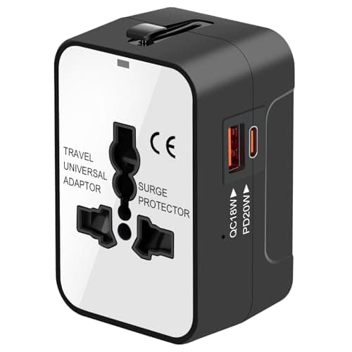 Travel Adapter with PD20W USB-C, Worldwide All in One Universal Travel Adaptor with Dual 3A USB Charging Ports, International Power Plug Adapter Wall AC Charger for USA EU UK AUS Cell Phone Laptop - Image 1