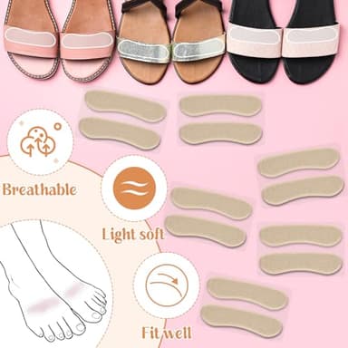 Cutecrop 6 Pair Sandal Shoe Strap Extender Heel Sandal Strap Cushion Strips Heel Grips Liner Insert for Shoes Too Big Preventing Slipping, Rubbing, Non-Slip(Beige) - Image 2
