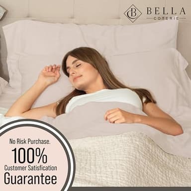 Bella Coterie Luxury Bamboo Viscose King Size Sheet Set | 100% Organically Grown | Ultra Soft | Cooling for Hot Sleepers | 18" Deep Pocket [Dune - Image 5