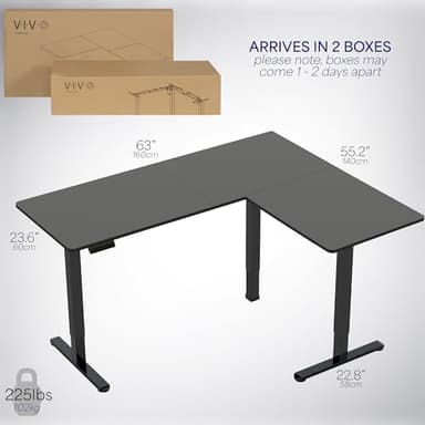 VIVO Electric Corner 63 x 55 inch L-Shaped Standing Desk, Memory Height Adjustment, Black Top Black Frame, DESK-E3CTB - Image 6