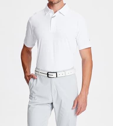 Damipow Mens Golf Shirts Dry Fit Polo Shirts Moisture Wicking Short Sleeve Polo Shirt,White,2XL - Image 4