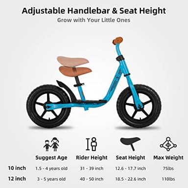 JOYSTAR 10 Inch Toddler Balance Bike 2 Year Old Push Bicycle with Footrest 10" Glider Bikes Toddler Bike Training Bicycle Birthday Gifts for 2-4 Boys Blue - Image 4