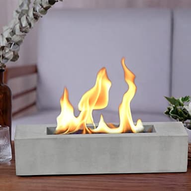 Poofzy Table Top Firepit, Indoor Fire Pit Tabletop Concrete, Portable Ethanol Tabletop Fireplace Outdoor for Patio Home Decor Housewarming 14.9x3.3x3.3 in (Gray) - Image 8