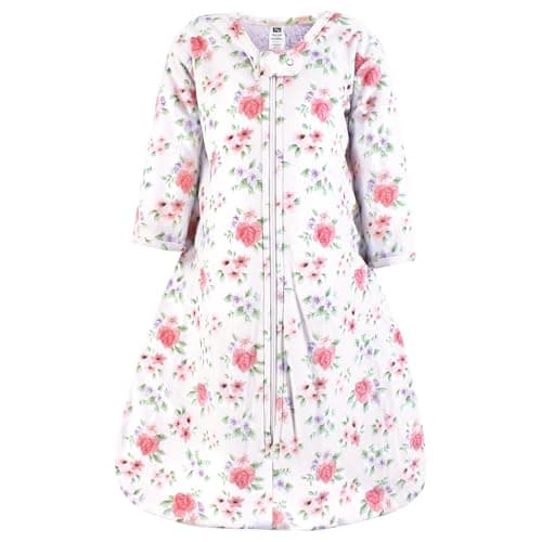 Hudson Baby Infant Girl Long Sleeve Plush Faux Fur Sleeping Bag, Wearable Blanket, Vintage Floral, 6-12 Months - Image 1