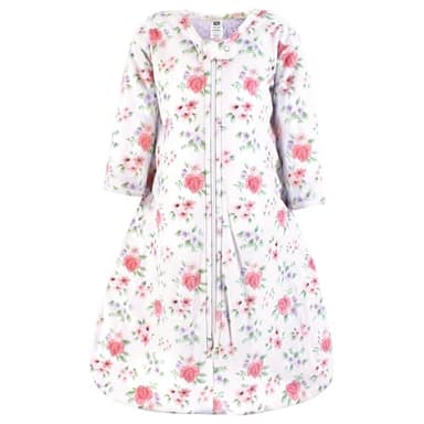 Hudson Baby Infant Girl Long Sleeve Plush Faux Fur Sleeping Bag, Wearable Blanket, Vintage Floral, 6-12 Months - Image 1