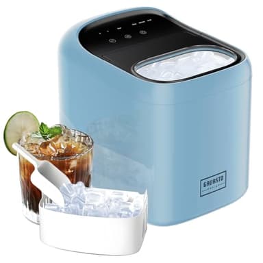 Ice Makers Countertop, 9 Cubes Ready in 6 Mins, High Capacity 33lbs/Day, One-Click Operation, Self-Cleaning Countertop Ice Machine with Ice Scoop/Ice Basket for Home/Kitchen/Office (Blue) - Image 1