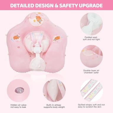 LOOWARTS Baby Float with Canopy,Infant Pool Float with Safety Seat,Baby Swimming Float & Swim Float & Water Float UPF50+ UV Protection for Toddler from 6 to 36 Months. - Image 3