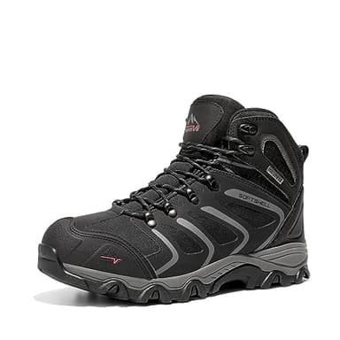 NORTIV 8 Men's Ankle High Waterproof Hiking Boots Outdoor Lightweight Shoes Trekking Trails Armadillo,Size 14W,Black/Dark/Grey,160448_M - Image 1