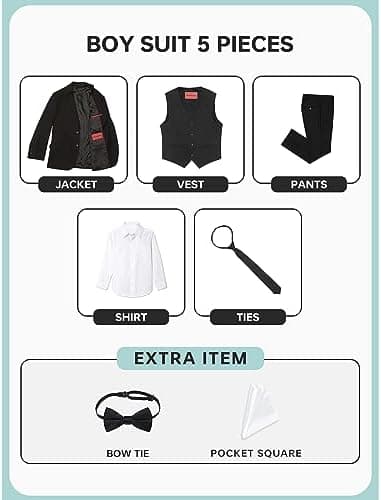 Marvelous World Boys' Formal Slim Fit Suit Set, Adjustable Waist - Image 4