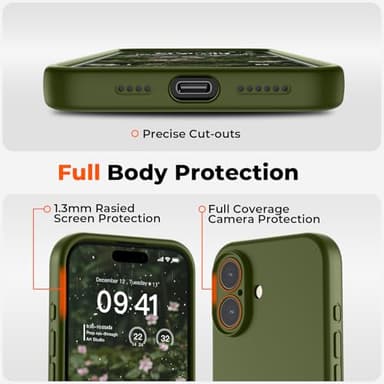 SUPFINE Designed for iPhone 16 Plus Case,Premium Liquid Silicone with [Soft Anti-Scratch Microfiber Lining][Upgraded Camera Protection] Slim Shockproof Phone Case for Men Women Girls,Cedar Green - Image 4