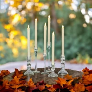 LED Flameless Taper Candles, 10.6 Inch, Set of 12, 2AA Battery Operated with Remote Control, Timer Function, Halloween, Christmas and Wedding Banquet Table Center Decoration, Ivory White (12) - Image 6