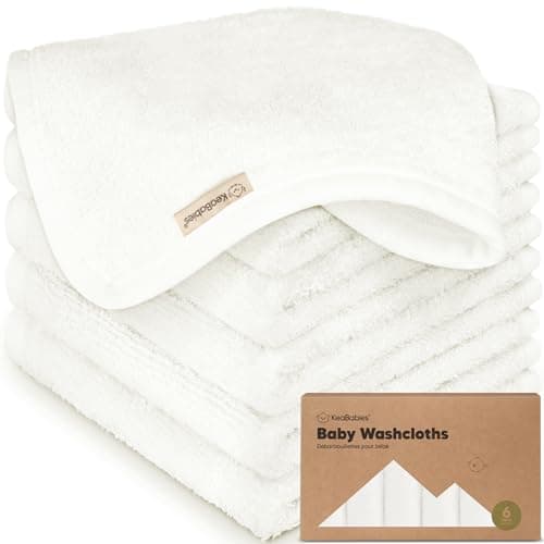 6-Pack Baby Washcloths - Soft Absorbent Viscose from Bamboo Wash Cloths for Babies, Kids, Toddlers, Infant, Newborn Bath Towels, Gentle on Sensitive Skin, 10x10 Reusable Face Towels (White) - Image 1