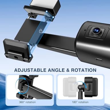 Auto Face Tracking Tripod 360° Rotating Cell Phone Photo and Video Kits Stand, No App, Camera Stand with Remote and Gesture Control, Rechargeable Smart Shooting Stand for Live Recording Tiktok(Black) - Image 4