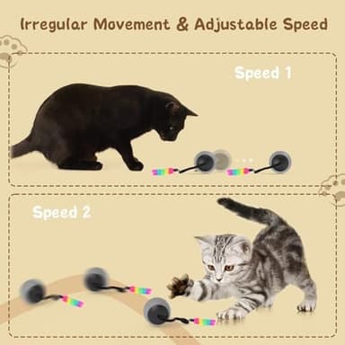Interactive Cat Toys for Indoor Cats, DIY 5 in 1 Automatic Moving Cat Ball Toys/Puppies Toys with LED Rainbow Lights, Smart Sounds&Touch Control Cat Toys,USB Rechargeable (Grey - Image 4