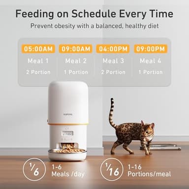 2025 Upgraded Automatic Cat Feeder - 4L Timed Auto Pet Feeder for Cat and Dog with Dry Food Dispenser, 180-day Battery Life, 1-6 Meals Per Day, 1-16 Portion, Desiccant Bag Keeps Food Fresh - Image 3