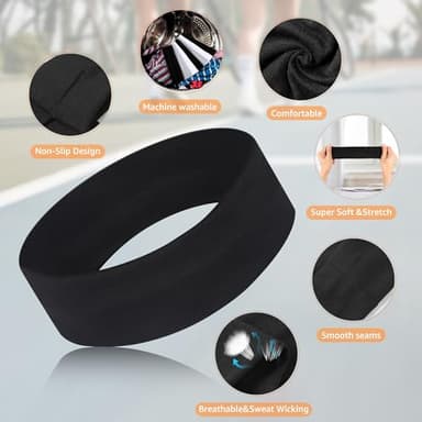 DiyJibb Headbands for Women, Stretchy Non Slip Soft Cotton Cloth Hair Bands for Sports, Workout, Yoga and Running, 7pcs (Black, White, Light Grey) - Image 5